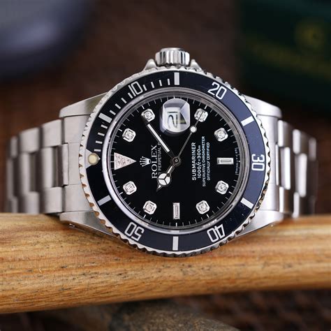 rolex submariner black diamond|rolex submariner with diamond bezel.